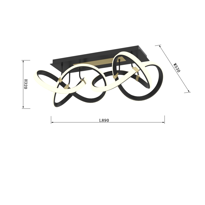 Wofi 9134-204 - LED prigušiva plafonska lampa INDIGO LED/64W/230V crna/zlatna