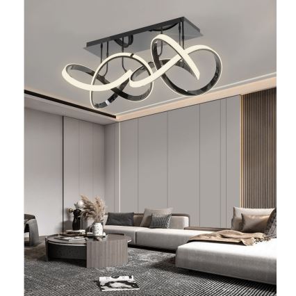 Wofi 9134-205 - LED prigušiva prislonjen stropni luster INDIGO LED/64W/230V crna/sjajni hrom