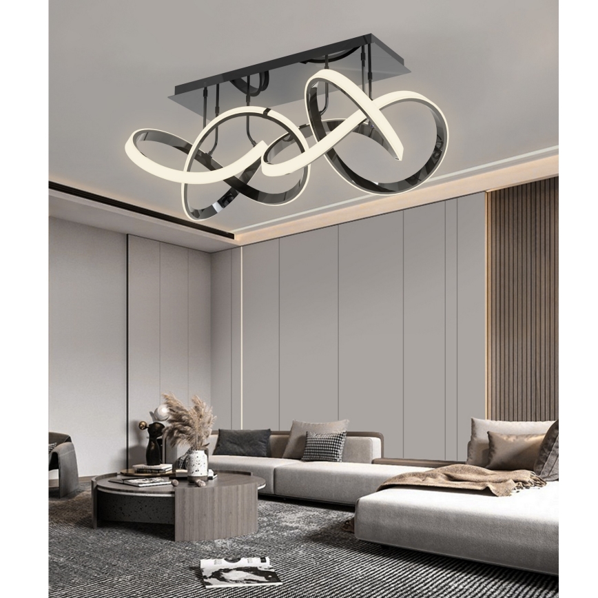 Wofi 9134-205 - LED prigušiva prislonjen stropni luster INDIGO LED/64W/230V crna/sjajni hrom
