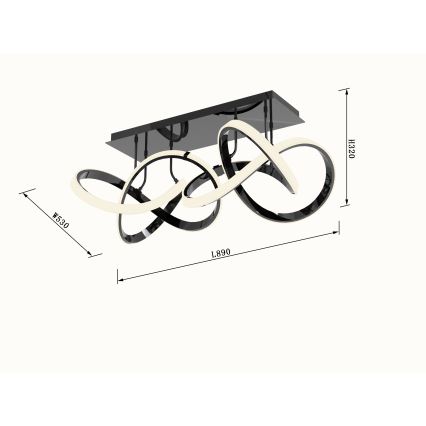 Wofi 9134-205 - LED prigušiva prislonjen stropni luster INDIGO LED/64W/230V crna/sjajni hrom