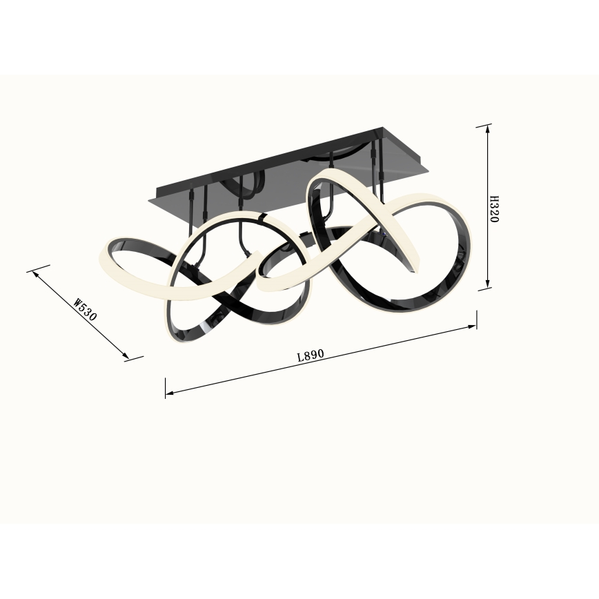 Wofi 9134-205 - LED prigušiva prislonjen stropni luster INDIGO LED/64W/230V crna/sjajni hrom