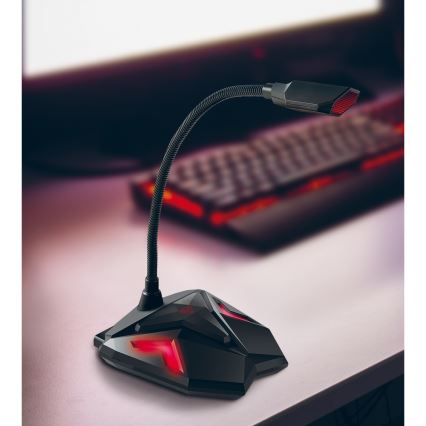 Yenkee - LED gejmerski USB mikrofon 5V crna/crvena