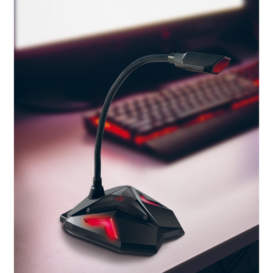 Yenkee - LED gejmerski USB mikrofon 5V crna/crvena