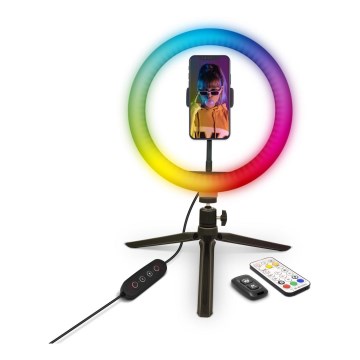 Yenkee - LED RGB prigušiva lampa sa stativom i držačem za vlogovanje LED/10W/5V + daljinski upravljač