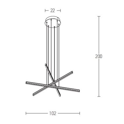Zambelis 1947 - LED prigušiva luster na sajli LED/48W/230V crna