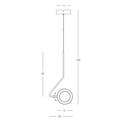 Zambelis 22045 - LED prigušiva luster na sajli LED/7W/230V CRI90 crna