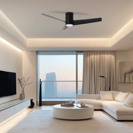 ZEVENTI - LED plafonski ventilator BARROSA LED/18W/230V 3000/4000/6000K Wi-Fi Tuya crna + daljinski upravljač
