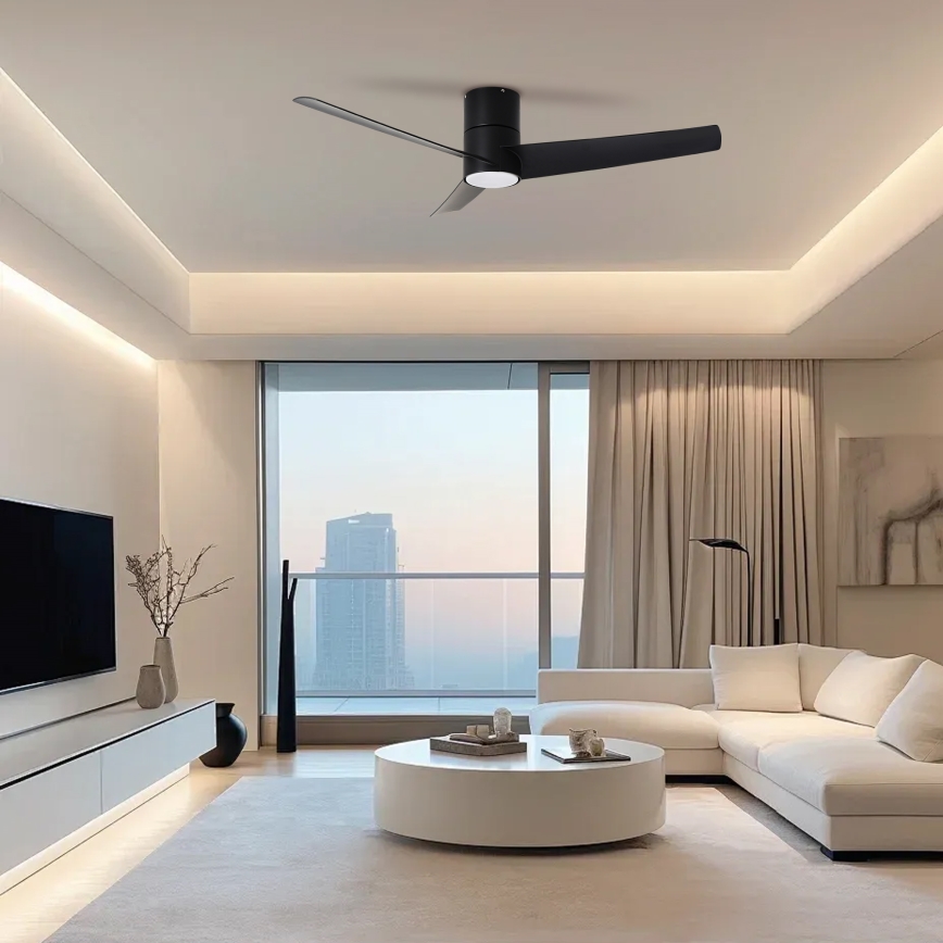 ZEVENTI - LED plafonski ventilator BARROSA LED/18W/230V 3000/4000/6000K Wi-Fi Tuya crna + daljinski upravljač