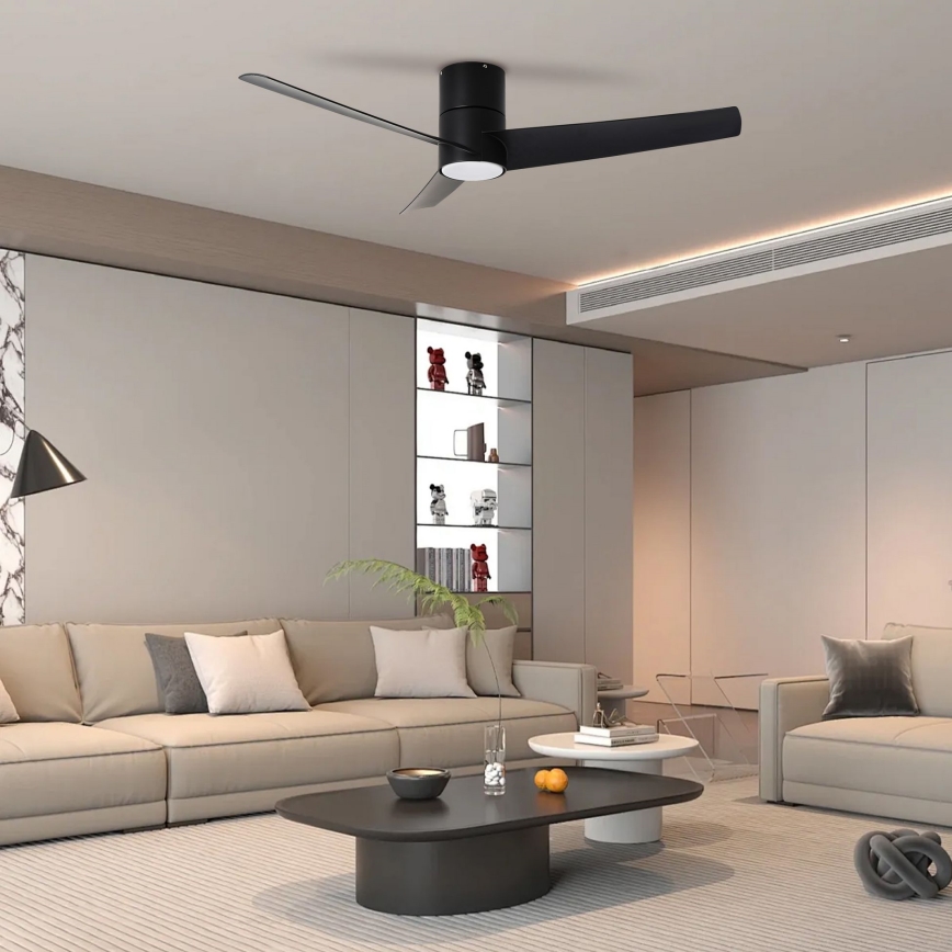 ZEVENTI - LED plafonski ventilator BARROSA LED/18W/230V 3000/4000/6000K Wi-Fi Tuya crna + daljinski upravljač