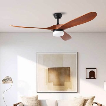ZEVENTI - LED plafonski ventilator GINOSA LED/18W/230V 3000-6000K Wi-Fi Tuya crna/hrast + daljinski upravljač