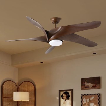 ZEVENTI - LED plafonski ventilator LUCCA LED/18W/230V 3000/4000/6000K Wi-Fi Tuya braon + daljinski upravljač