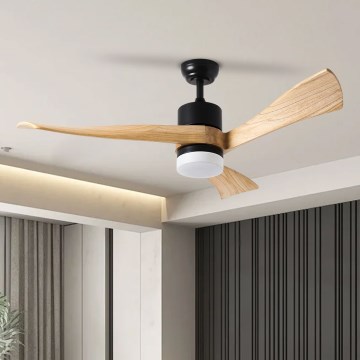 ZEVENTI - LED Plafonski ventilator NATURITO LED/18W/230V 3000/4000/6000K Wi-Fi Tuya crna/hrast + daljinski upravljač