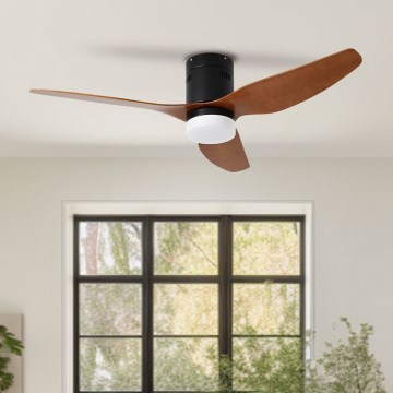 ZEVENTI - LED plafonski ventilator PADUA LED/18W/230V 3000-6000K Wi-Fi Tuya crna/smeđa + daljinski upravljač