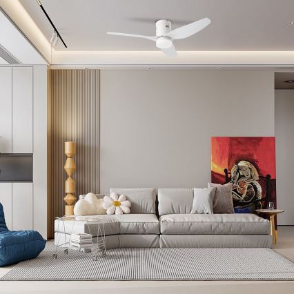 ZEVENTI - LED plafonski ventilator PADUA LED/18W/230V 3000-6000K Wi-Fi Tuya bela + daljinski upravljač