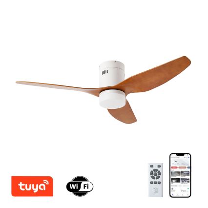 ZEVENTI - LED plafonski ventilator PADUA LED/18W/230V 3000-6000K Wi-Fi Tuya bela/braon + daljinski upravljač