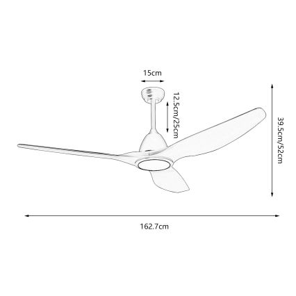 ZEVENTI - LED plafonski ventilator URBINO LED/20W/230V 3000-6000K Wi-Fi Tuya beli + daljinski upravljač