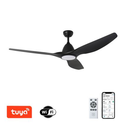 ZEVENTI - LED stropni ventilator URBINO LED/20W/230V 3000-6000K Wi-Fi Tuya crna + daljinski upravljač