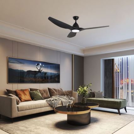ZEVENTI - LED stropni ventilator URBINO LED/20W/230V 3000-6000K Wi-Fi Tuya crna + daljinski upravljač