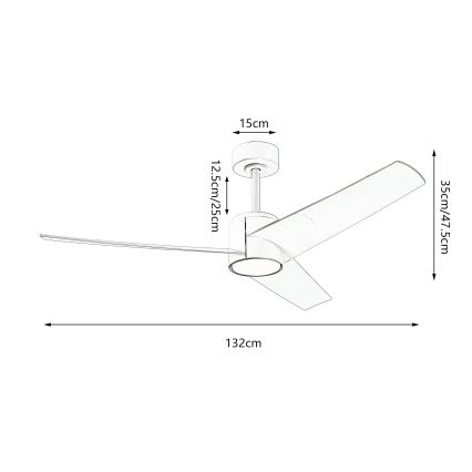 ZEVENTI - LED plafonski ventilator ORVIETO LED/18W/230V 3000-6000K Wi-Fi Tuya bela + daljinski upravljač