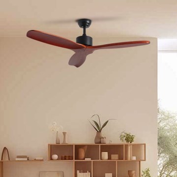 ZEVENTI - Plafonski ventilator CUENCA Wi-Fi Tuya crna/hrast + daljinski upravljač