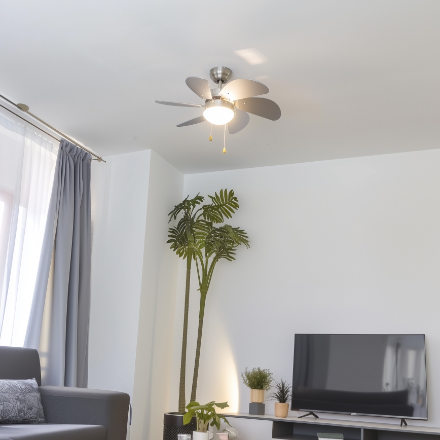 ZEVENTI - Plafonski ventilator FAMARA 1xE14/60W/230V siva