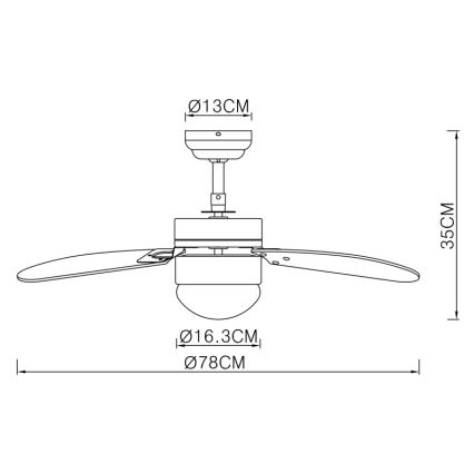 ZEVENTI - Plafonski ventilator FAMARA 1xE14/60W/230V siva