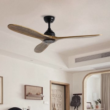 ZEVENTI - Plafonski ventilator LAURIA Wi-Fi Tuya crna/hrast + daljinski upravljač