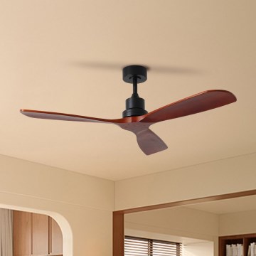 ZEVENTI - Plafonski ventilator LIONI Wi-Fi Tuya crna/hrast + daljinski upravljač