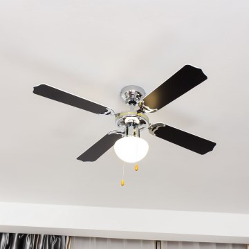 ZEVENTI - Plafonski ventilator NAVAGIO 1xE27/60W/230V crna/bela