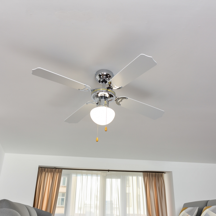 ZEVENTI - Plafonski ventilator NAVAGIO 1xE27/60W/230V crna/bela