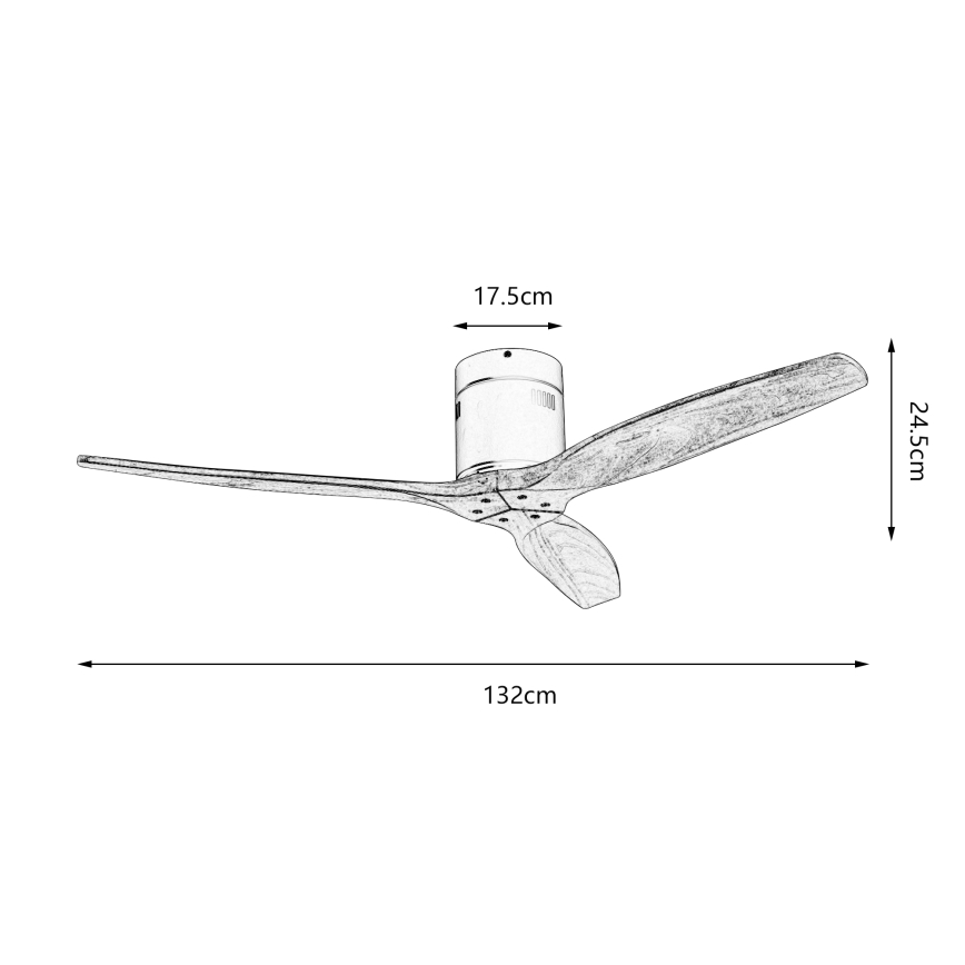 ZEVENTI - Plafonski ventilator SPELLO Wi‑Fi Tuya crna/hrast + daljinski upravljač