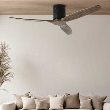 ZEVENTI - Plafonski ventilator SPELLO Wi‑Fi Tuya crna/hrast + daljinski upravljač