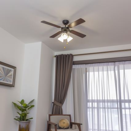 ZEVENTI - Plafonski ventilator ZURRIOLA 3xE27/60W/230V braon
