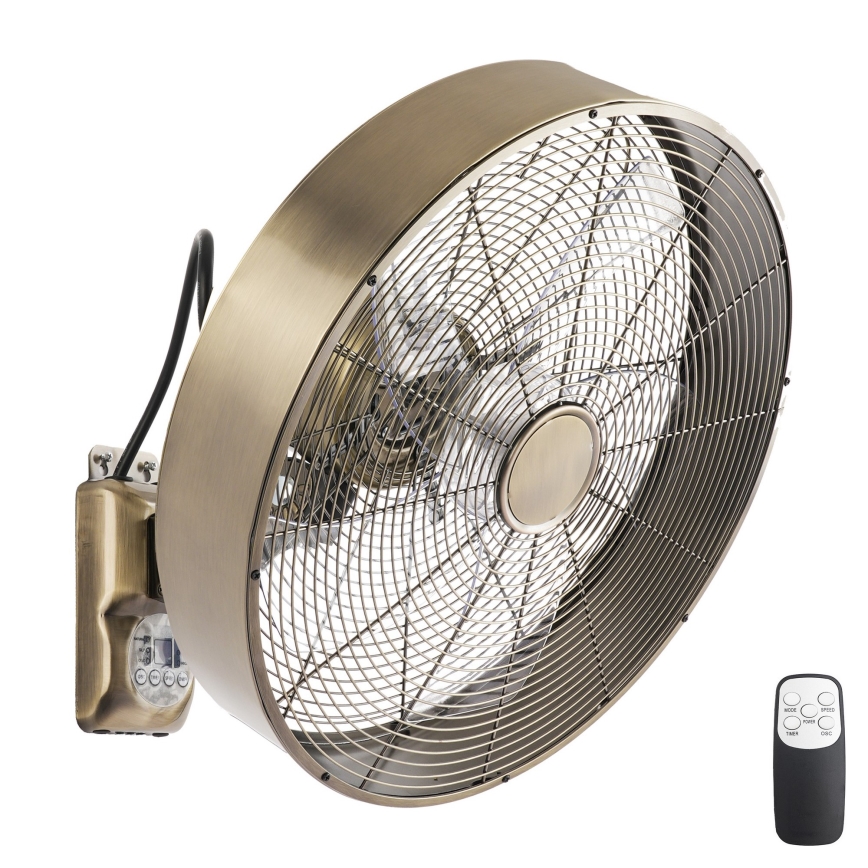ZEVENTI - Zidni ventilator FANNY 50W/230V brončani + daljinsko upravljanje