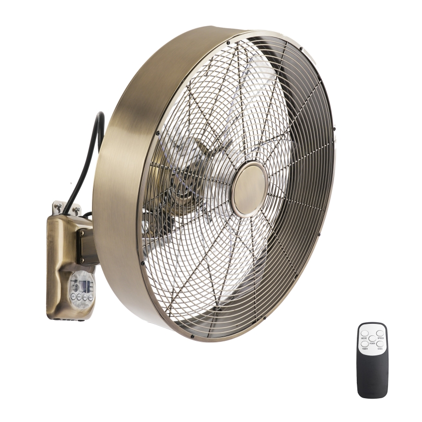ZEVENTI - Zidni ventilator FANNY 50W/230V brončani + daljinsko upravljanje