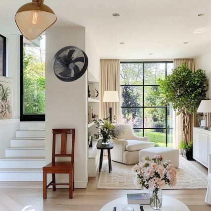 ZEVENTI - Zidni ventilator FANNY 50W/230V crni + daljinski upravljač