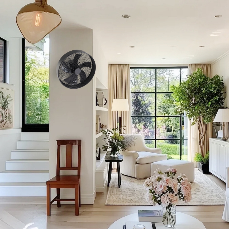 ZEVENTI - Zidni ventilator FANNY 50W/230V crni + daljinski upravljač