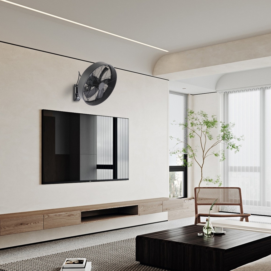 ZEVENTI - Zidni ventilator FANNY 50W/230V crni + daljinski upravljač