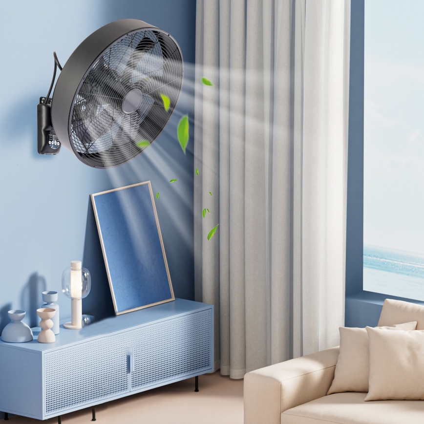 ZEVENTI - Zidni ventilator FANNY 50W/230V crni + daljinski upravljač