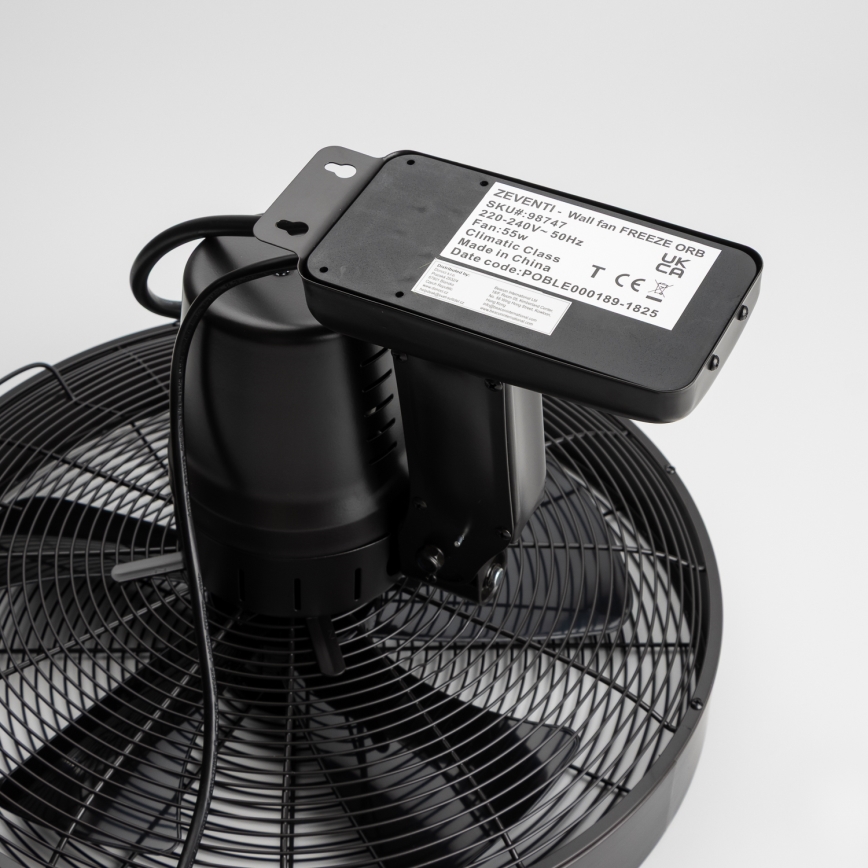 ZEVENTI - Zidni ventilator FREEZE 50W/230V prečnika 40 cm, crni + daljinski upravljač
