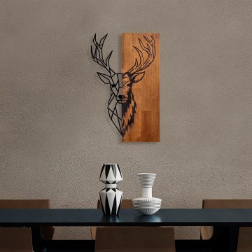 Zidna dekoracija 36x58 cm, jelen, drvo/metal