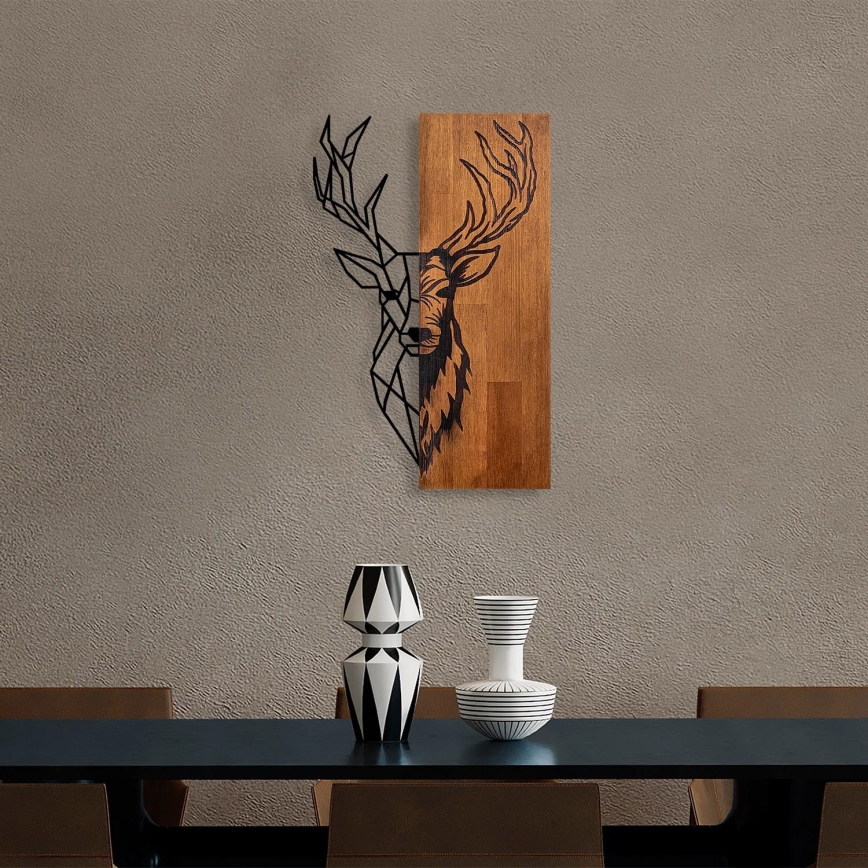 Zidna dekoracija 36x58 cm, jelen, drvo/metal