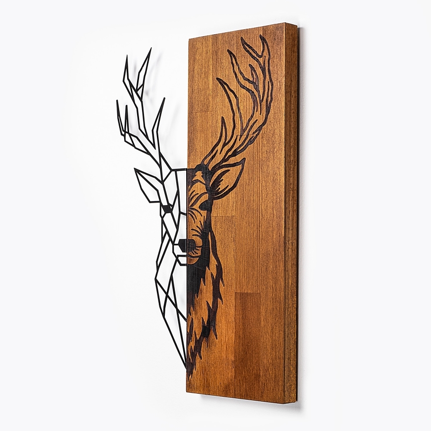 Zidna dekoracija 36x58 cm, jelen, drvo/metal