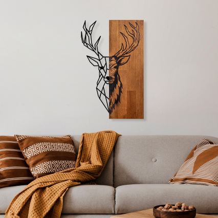 Zidna dekoracija 36x58 cm, jelen, drvo/metal