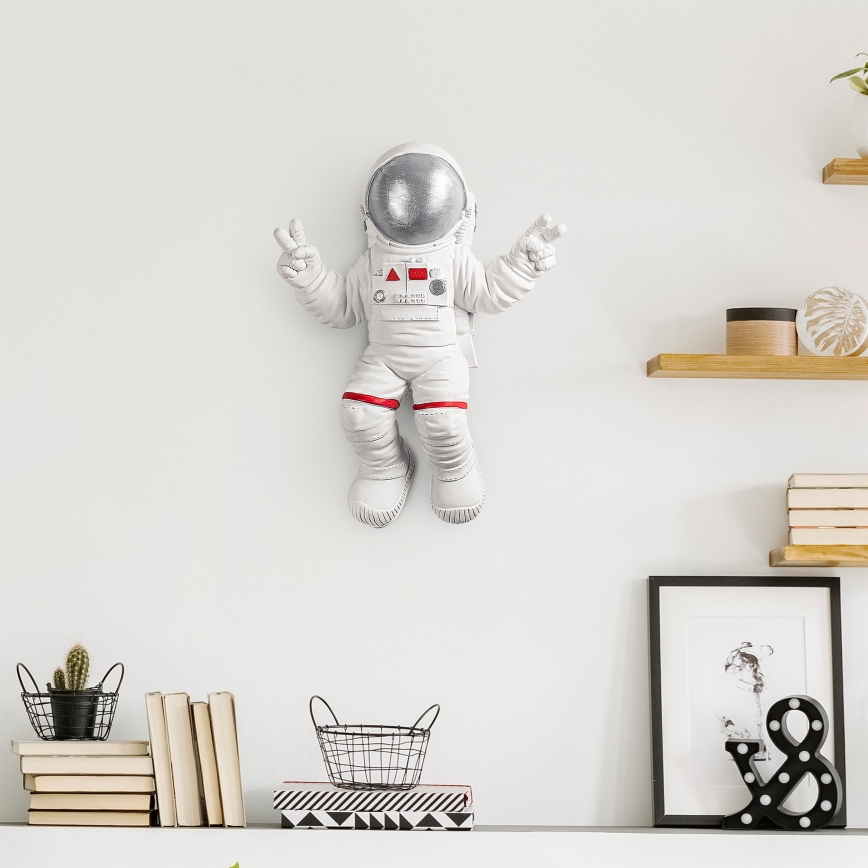 Zidna dekoracija 47x35 cm, astronaut, srebrna