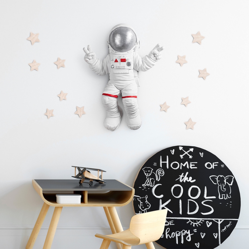 Zidna dekoracija 47x35 cm, astronaut, srebrna