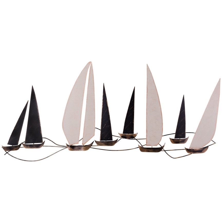 Zidna dekoracija 52x117 cm, jedrilica od metala
