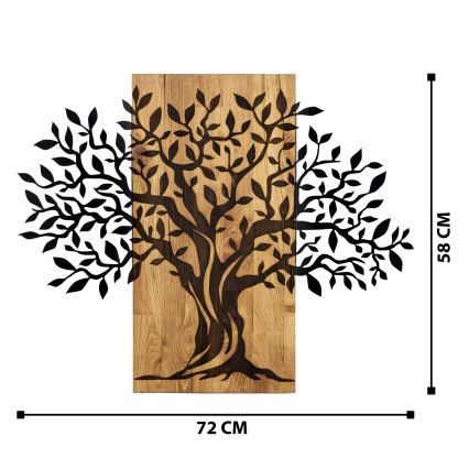 Zidna dekoracija 72x58 cm — stablo, drvo/metal