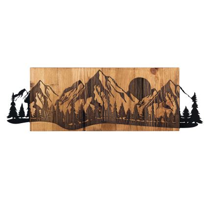 Zidna dekoracija 75,5x24,5 cm planinski motiv, drvo/metal