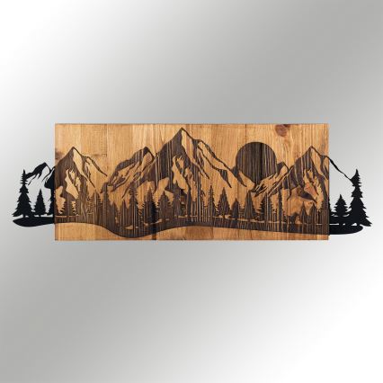 Zidna dekoracija 75,5x24,5 cm planinski motiv, drvo/metal